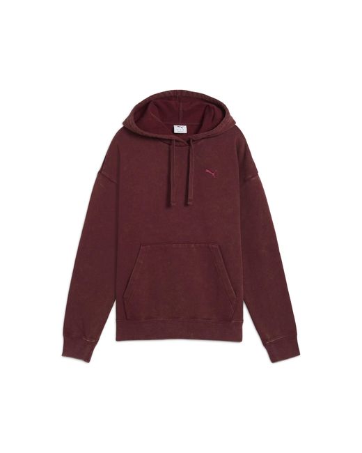 Sudadera Holgada Efecto Lavado Con Capucha Essentials Elevated Para Mujer, Ropa, Rojo PUMA de color Red