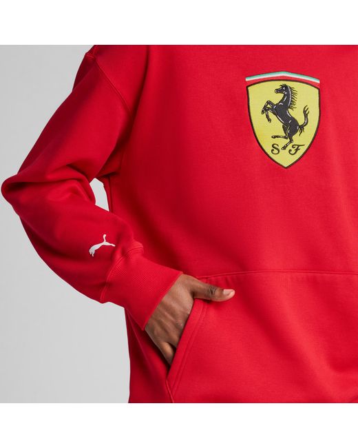 PUMA Red Scuderia Ferrari Race Big Shield Hoodie for men
