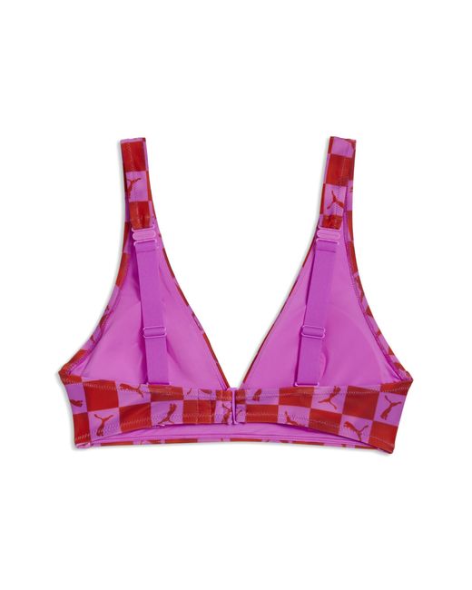PUMA Red Swim Printed Bikini Top