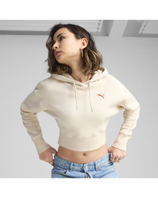 Sudadera Estampada Con Capucha Premium Ess Relaxed Para Mujer PUMA de color Natural