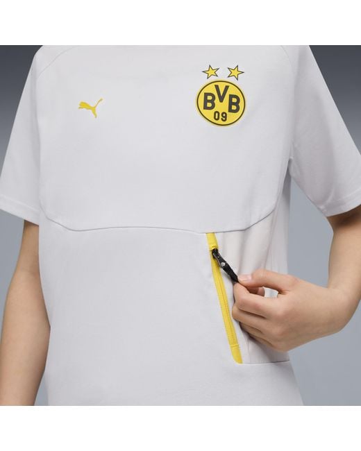 PUMA Gray Borussia Dortmund Tech Pocket T-Shirt Teenager, Kleidung, Mist/Faster Gelb