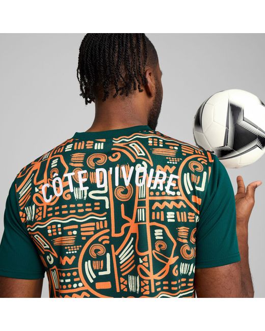 PUMA Green Ivory Coast 2025 Pre-Match Jersey , Dark Myrtle/Rickie for men