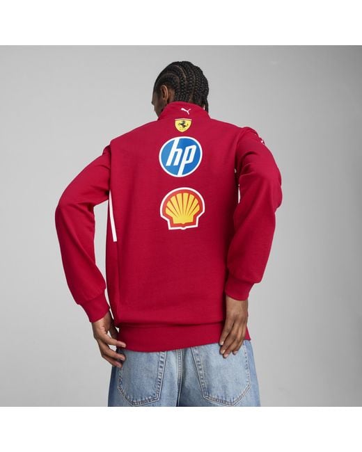 Felpa Con Zip Corta Team Scuderia Ferrari Hp 2025 Da Uomo, Motorsport, Dark Cherry di PUMA in Red da Uomo