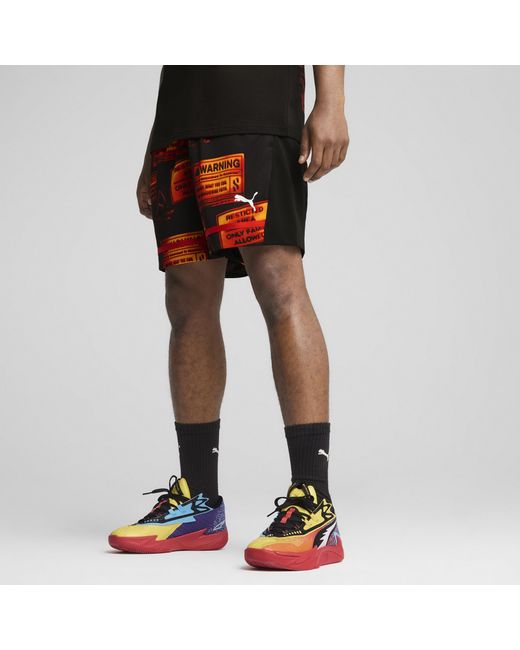 PUMA Red Scoot Caution All Jaws Basketball Shorts for men
