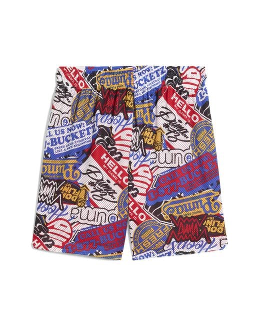 PUMA Red Hooperhotline Aop 7" Shorts for men
