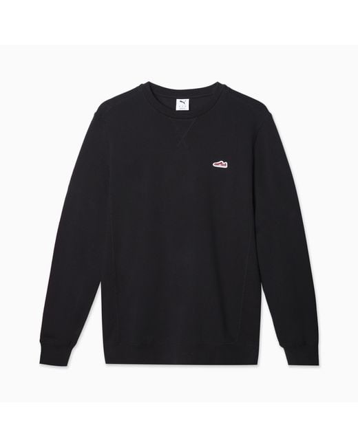 PUMA Black Wardrobe Essentials Suede Crew Neck Sweatshirt for men