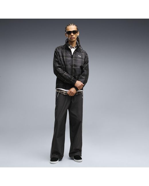 PUMA Black T7 Relaxed Tartan Track Jacket for men