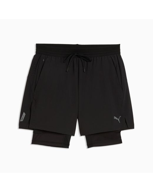 PUMA Blue Pwrmode Training 2-In-1 Stretch Woven Shorts for men