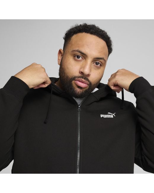 PUMA Black Essentials Logo Full-zip Fleece Hoodie for men