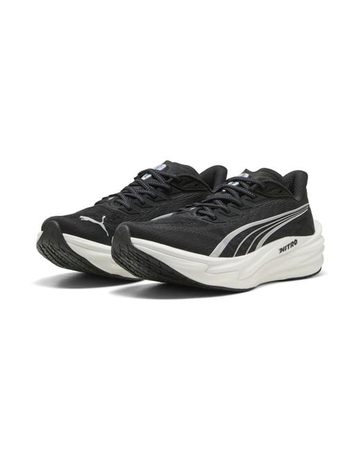 PUMA Black Deviate Nitroâ 4 Wide Road Running Shoes for men