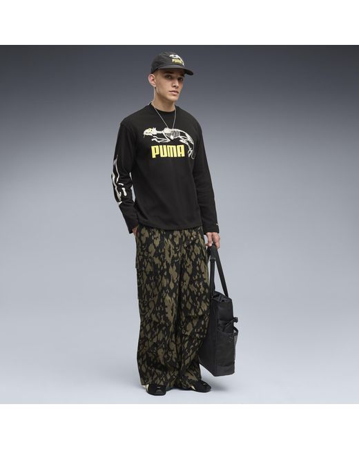 PUMA Black Graphic Skeleton Long Sleeve T-Shirt for men