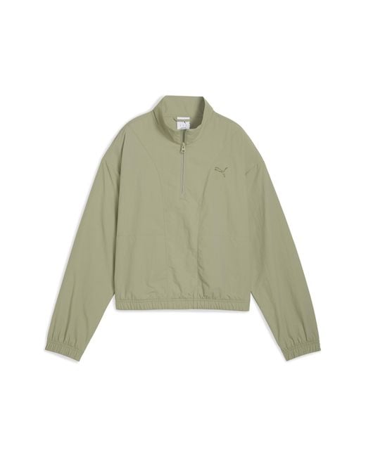 PUMA Green Her Relaxed Half-Zip Crew