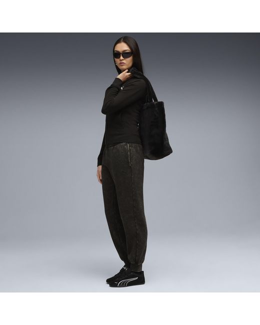 PUMA Black Elevated Essentials Acid Wash Fleece Sweatpants