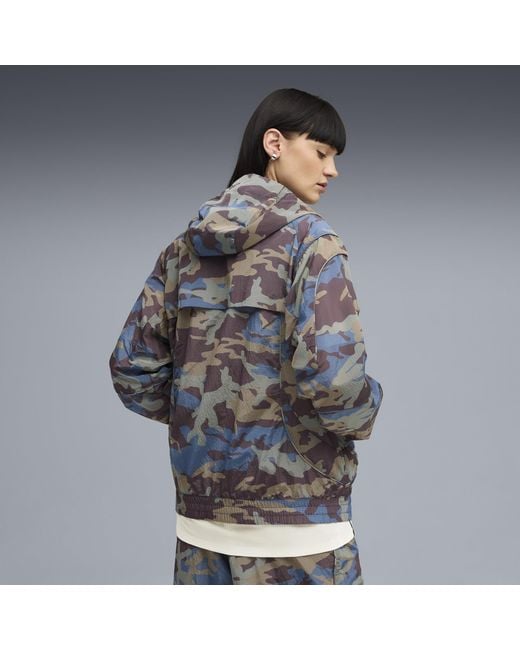 PUMA Gray Clrt All-Over Print Ripstop Jacket