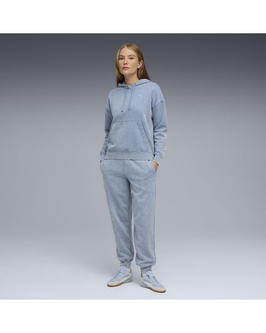 PUMA Gray Essentials Elevated Relaxed Wash Hoodie Damen, Kleidung