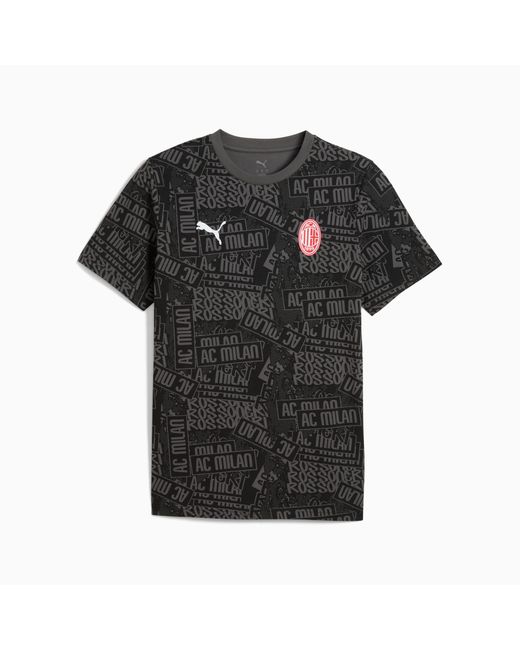 PUMA Black Ac Milan Ftblculture All-Over Print T-Shirt /For All Time for men
