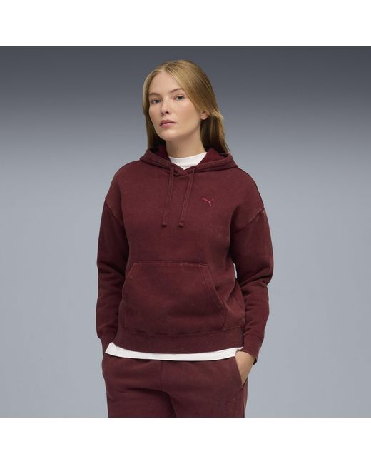 Sudadera Holgada Efecto Lavado Con Capucha Essentials Elevated Para Mujer, Ropa, Rojo PUMA de color Red