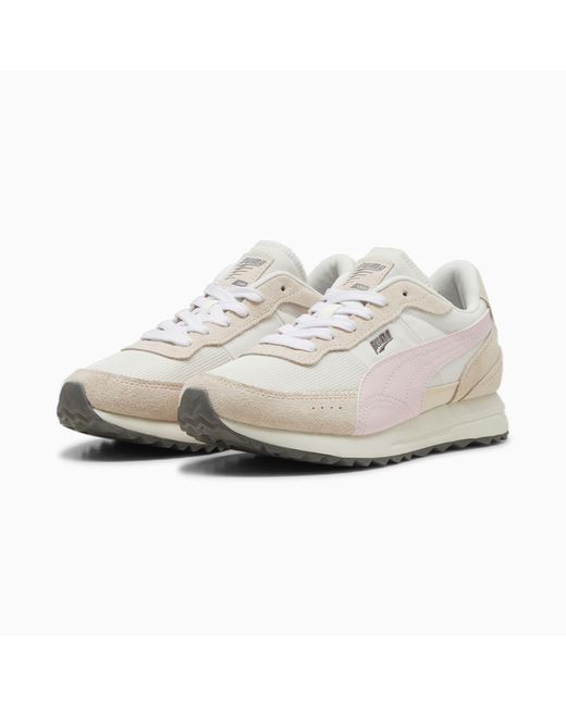 PUMA White Road Rider Suede Sneakers