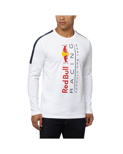 PUMA White Red Bull Racing Logo Long Sleeve T-shirt for men