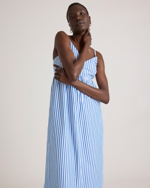 Quince Blue Sleeveless Maxi Dress, Organic Cotton