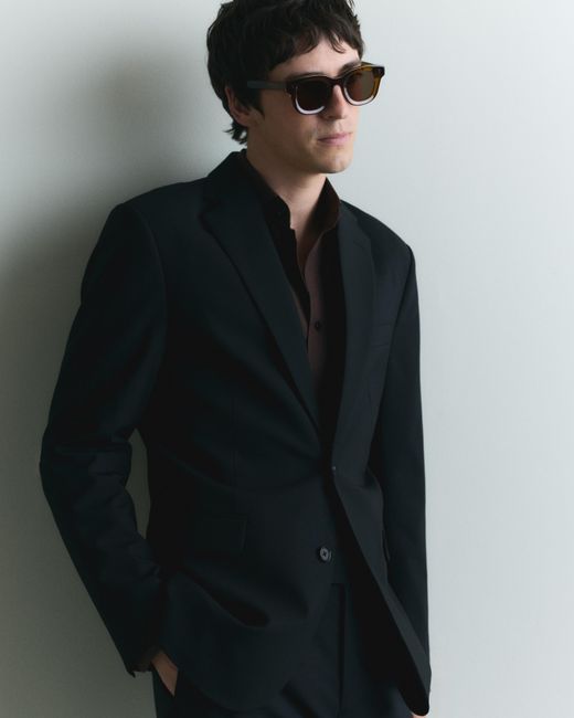 Quince Blue Stretch Wool Blazer for men