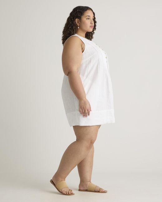 Quince White 100% European Linen Sleeveless Swing Dress