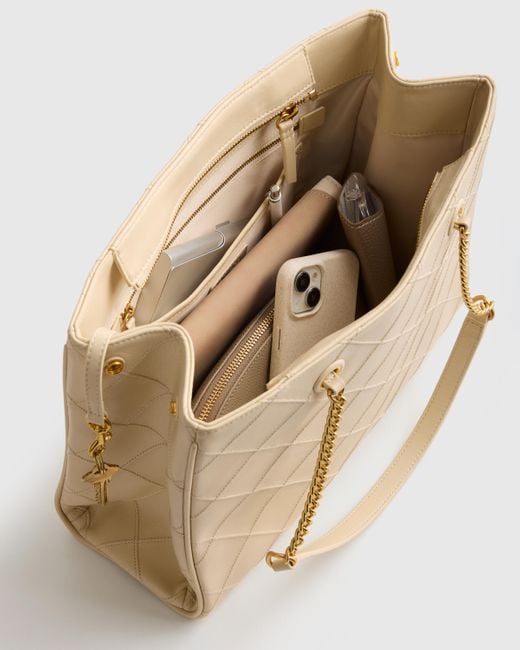 Quince Natural Italian Leather Diamond Stitch Tote