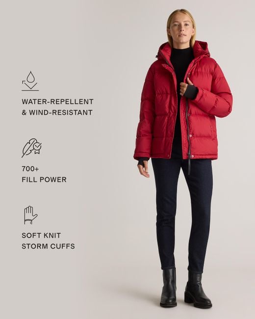 Quince Red Responsible Down Puffer Jacket, Recycled Polyester