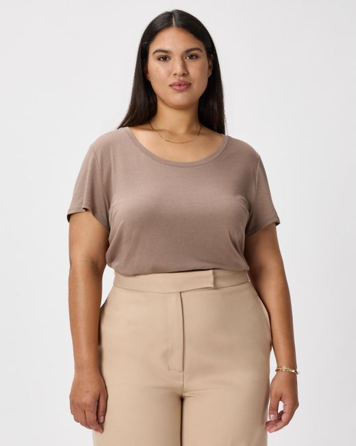 Quince Natural Cotton Modal Scoop Neck Tee, Cotton/Modal