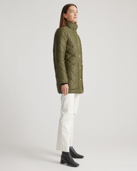 Quince Green Featherless Quilted Long Puffer Jacket, Nylon