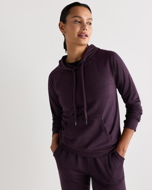 Quince Purple Flowknit Pullover Hoodie, Recycled Polyester