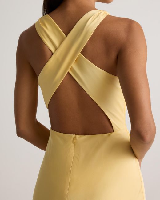 Quince Natural Washable Stretch Silk High Neck Midi Dress, Mulberry Silk
