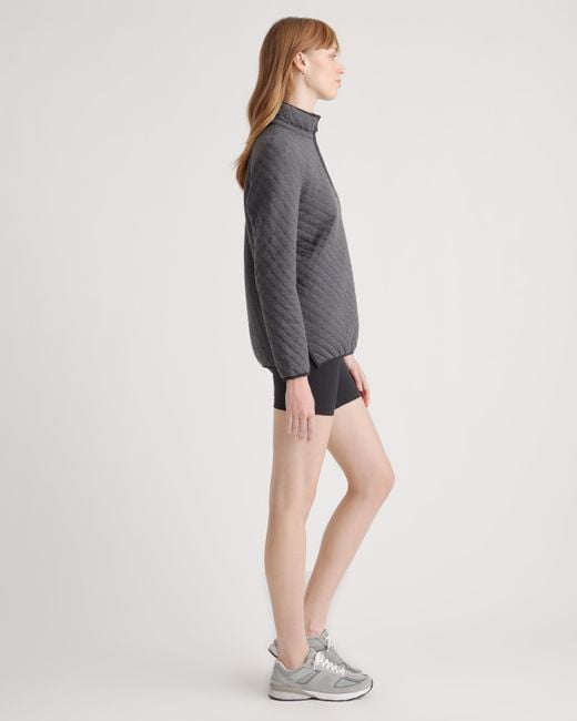 Quince Gray Reversible Quilted Pullover, Organic Cotton