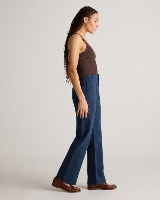 Quince Blue French Terry Wide Leg Pants, Cotton