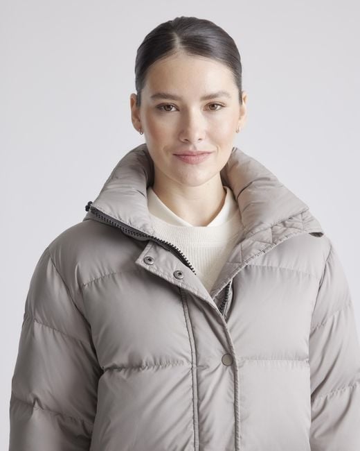 Quince Gray Responsible Down Long Puffer Jacket, Recycled Polyester