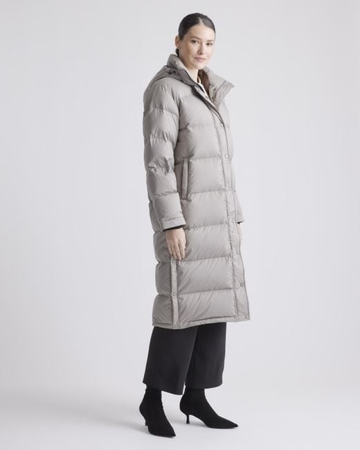 Quince Gray Responsible Down Long Puffer Jacket, Recycled Polyester