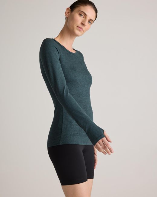 Quince Blue Ultra-Soft Fitted Long Sleeve Top, Polyester