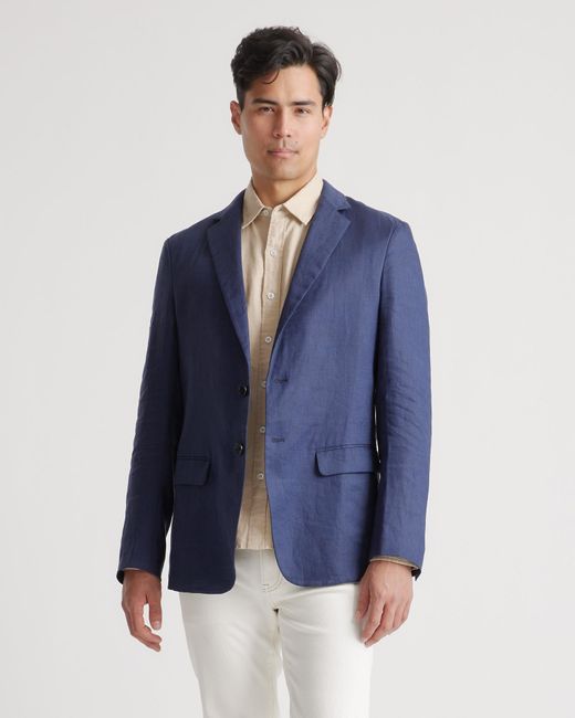 Quince Blue 100% European Linen Blazer for men