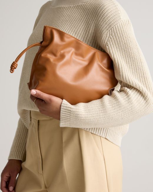 Quince Brown Italian Leather Drawstring Pouch Crossbody