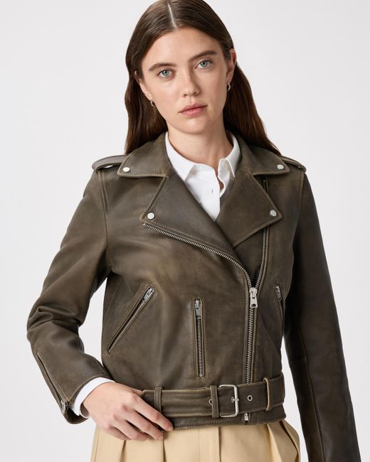 Quince Brown Motorcycle Jacket, Leather