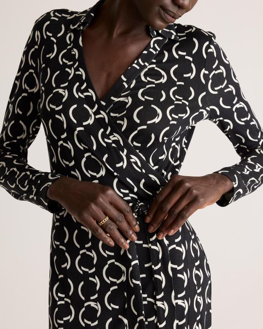 Quince 100% Silk Jersey Midi Wrap Dress in Natural | Lyst