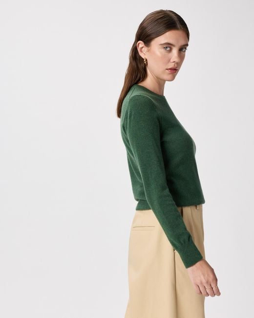 Quince Green Mongolian Cashmere Crewneck Sweater