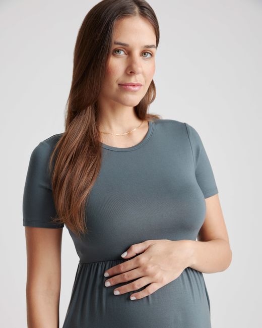 Quince Blue Tencel Jersey Maternity Maxi Dress