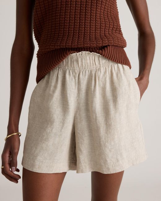Quince Natural 100% European Linen High Waisted Shorts