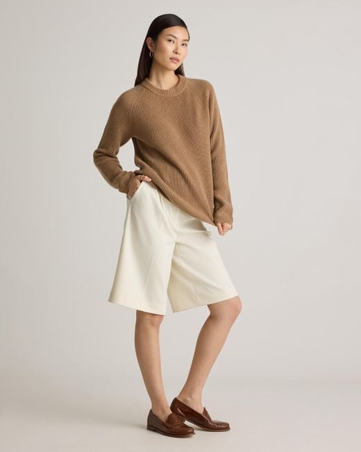 Quince Natural Mongolian Cashmere Fisherman Crewneck Sweater