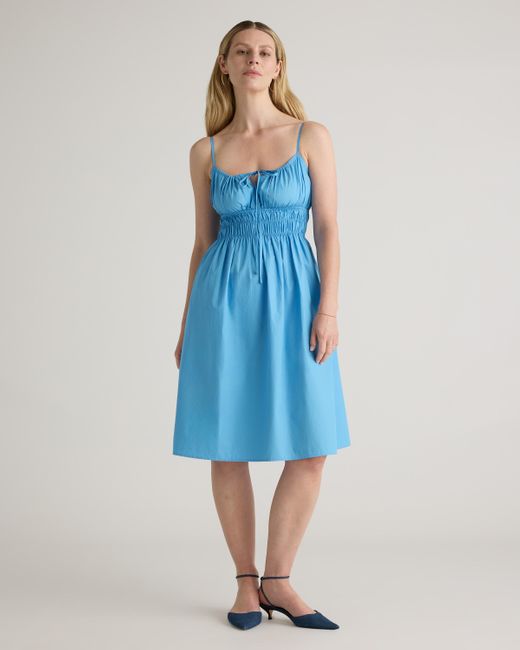 Quince Blue Keyhole Midi Dress, Organic Cotton