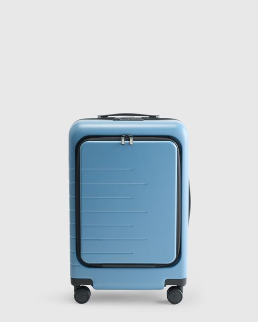 Quince Blue Front Pocket Carry-On Suitcase, Polycarbonte