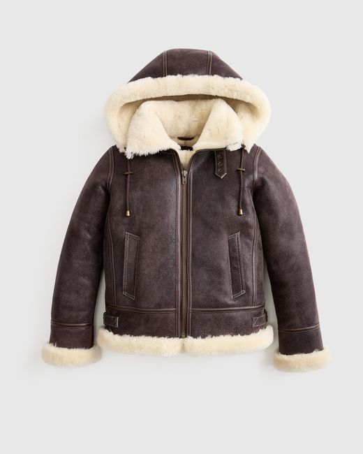 Quince Gray 100% Shearling Cold Weather Bomber Jacket, Leather