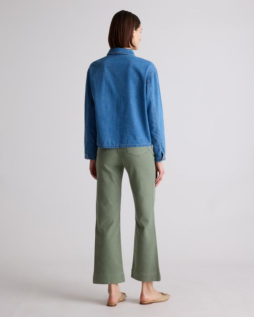 Quince Green French Terry Wide Leg Pants, Cotton