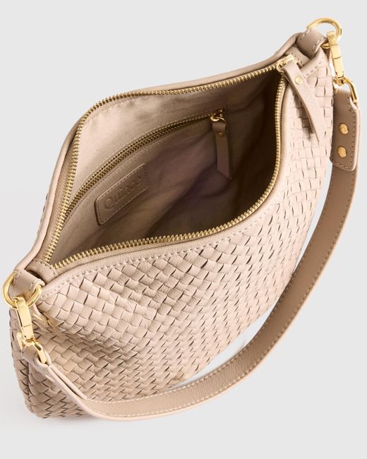 Quince Natural Italian Handwoven Leather Mini Shoulder Bag, Italian Leather